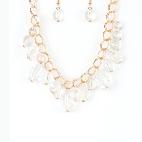 paparazzi Jewelry - Paparazzi Gold and Clear Necklace Set Gorgeously Globetrotter Fashion Jewelry